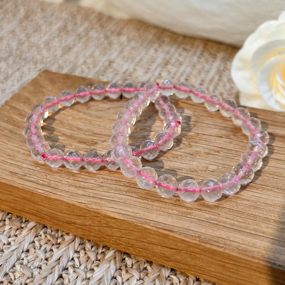 Rosenquarz Armband facettiert 8 mm