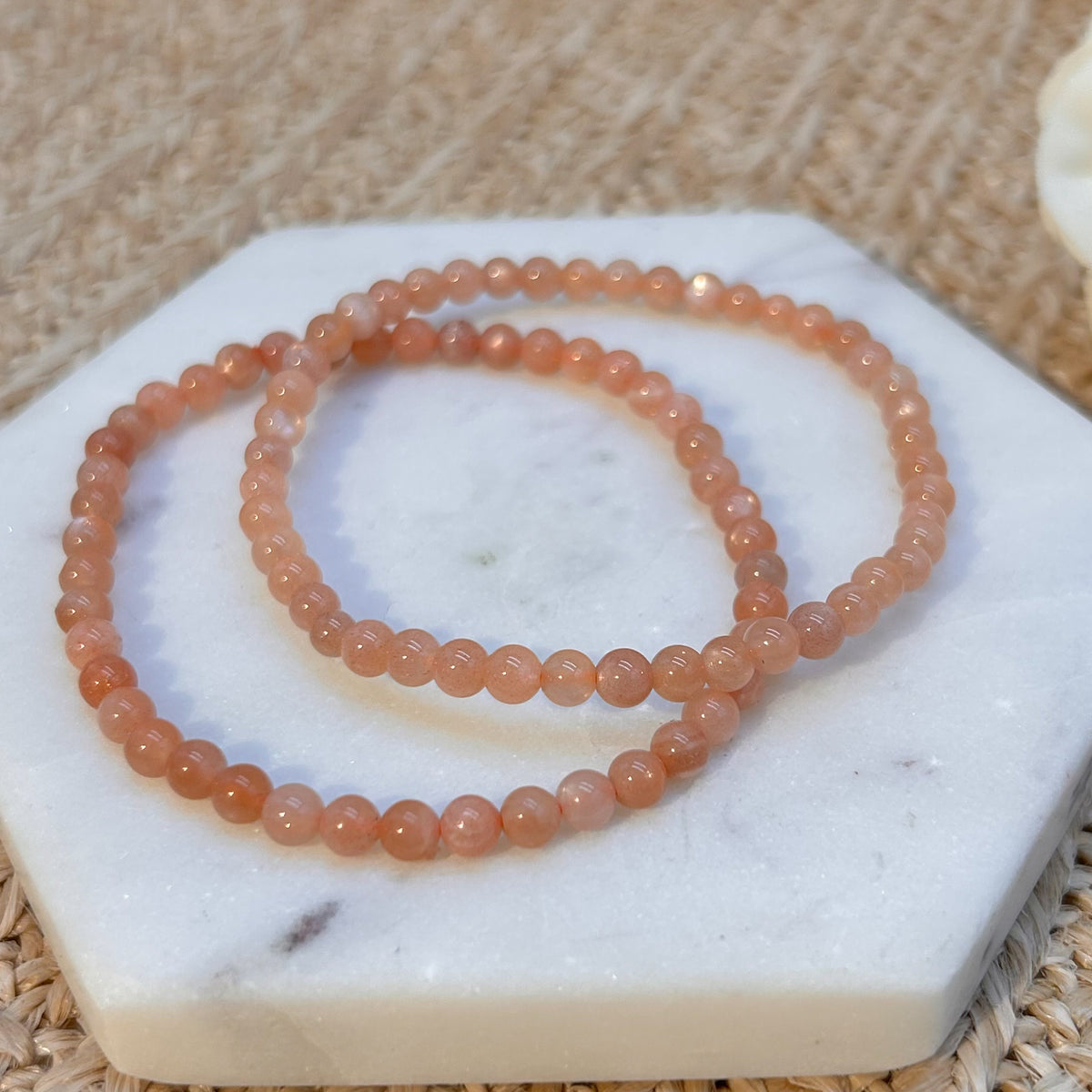Pfirsich Mondstein Armband 4 mm