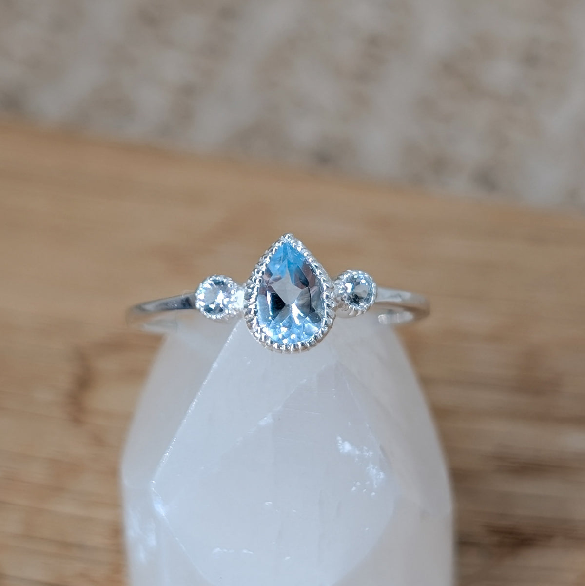 Topas Tropfen Ring 925er Silber
