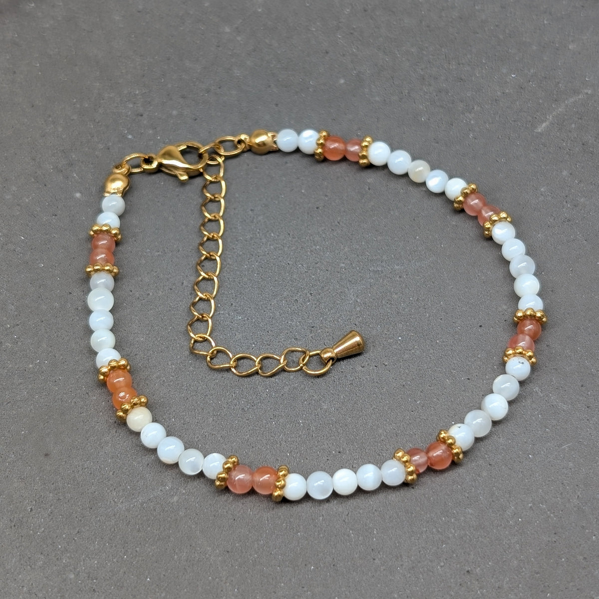 Perlmutt Karneol Armband 3 mm