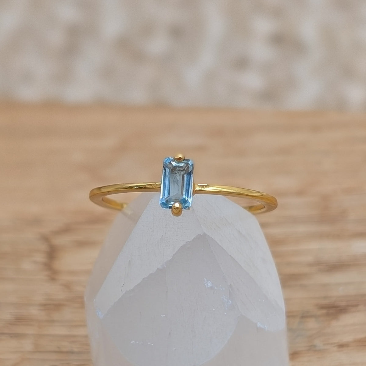 Topas Baguette Ring 925er Silber vergoldet