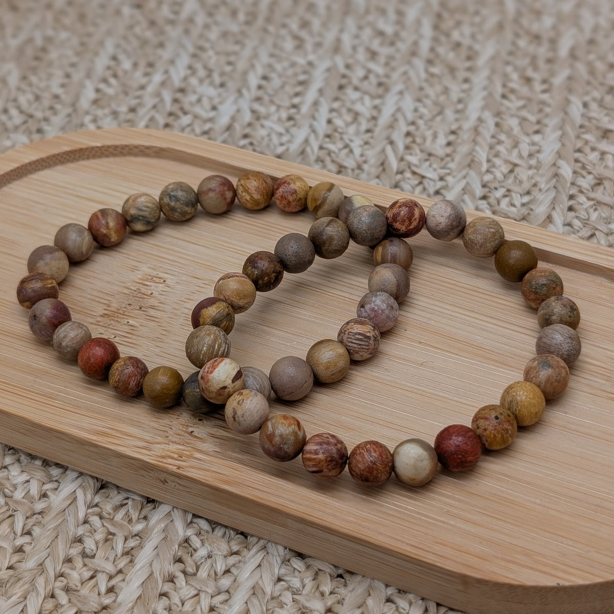 Versteinertes Holz Armband matt 7-8mm