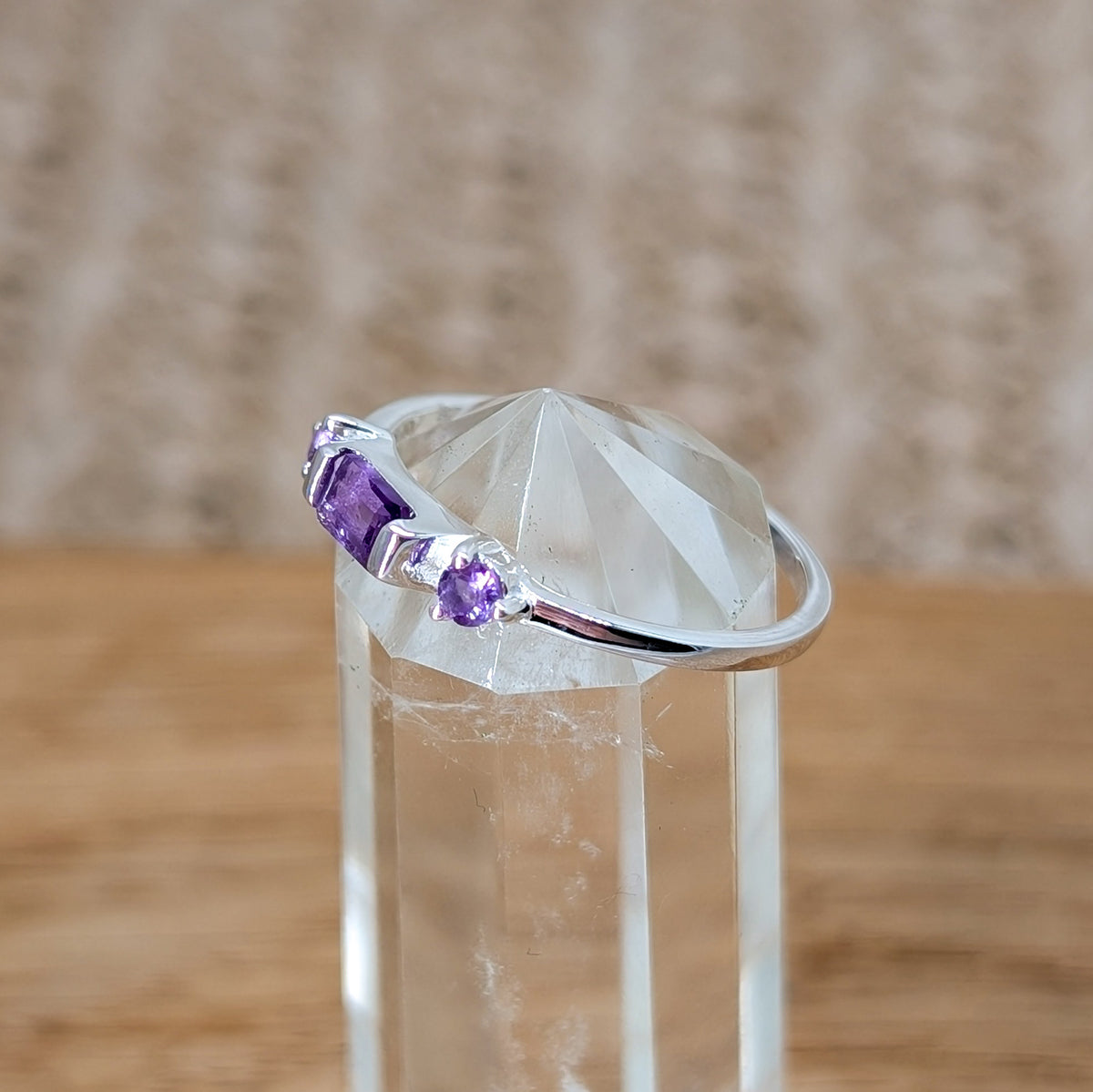 Amethyst Drei-Steine Ring 925er Silber