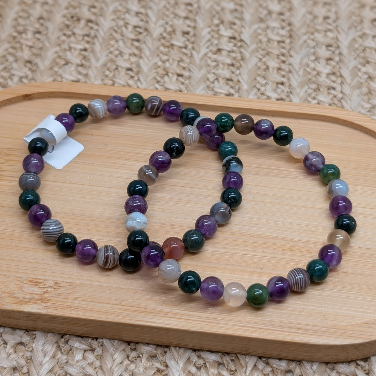 Amethyst Moosachat Botswana Achat Armband 6 mm
