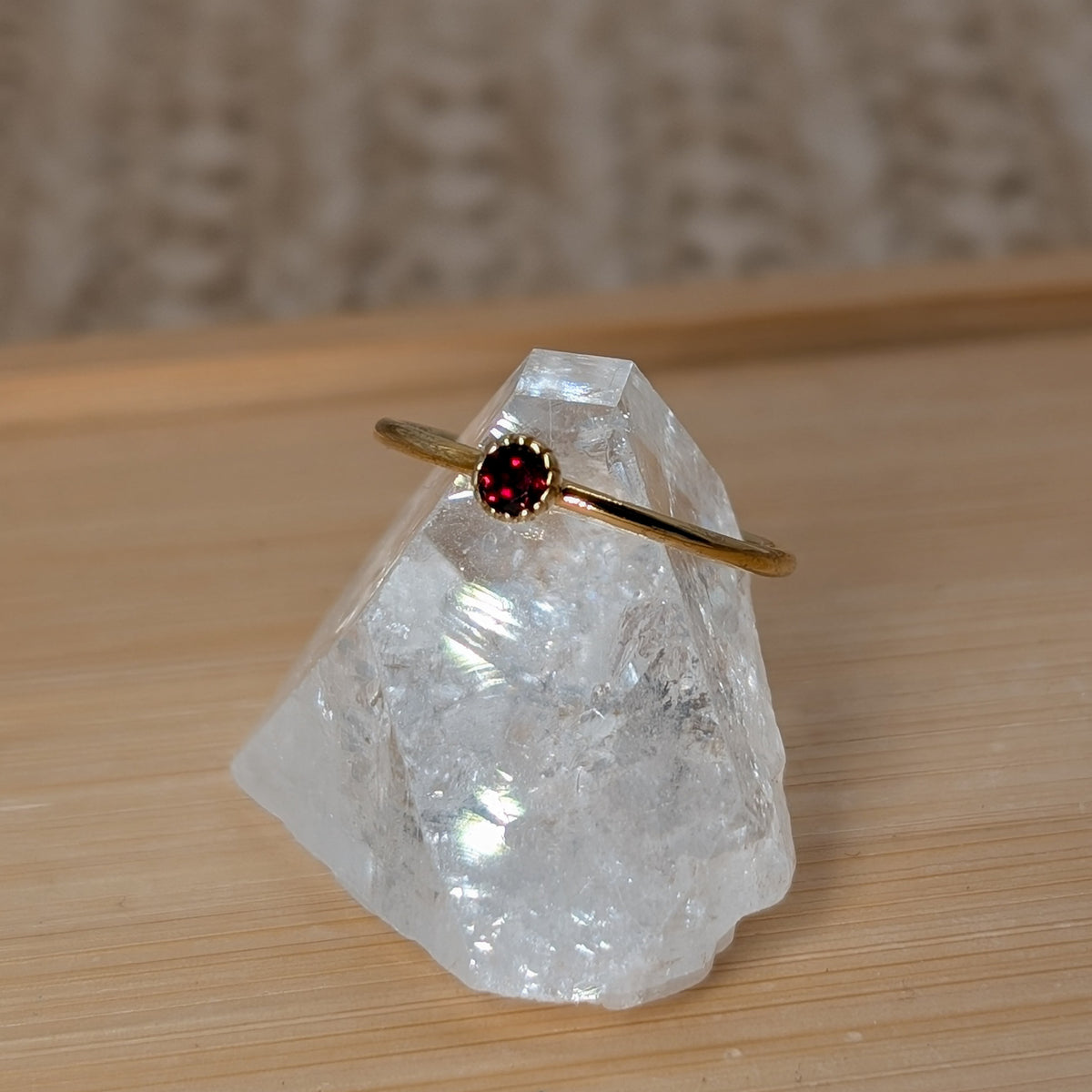 Granat Krönchen Ring 925er Silber vergoldet