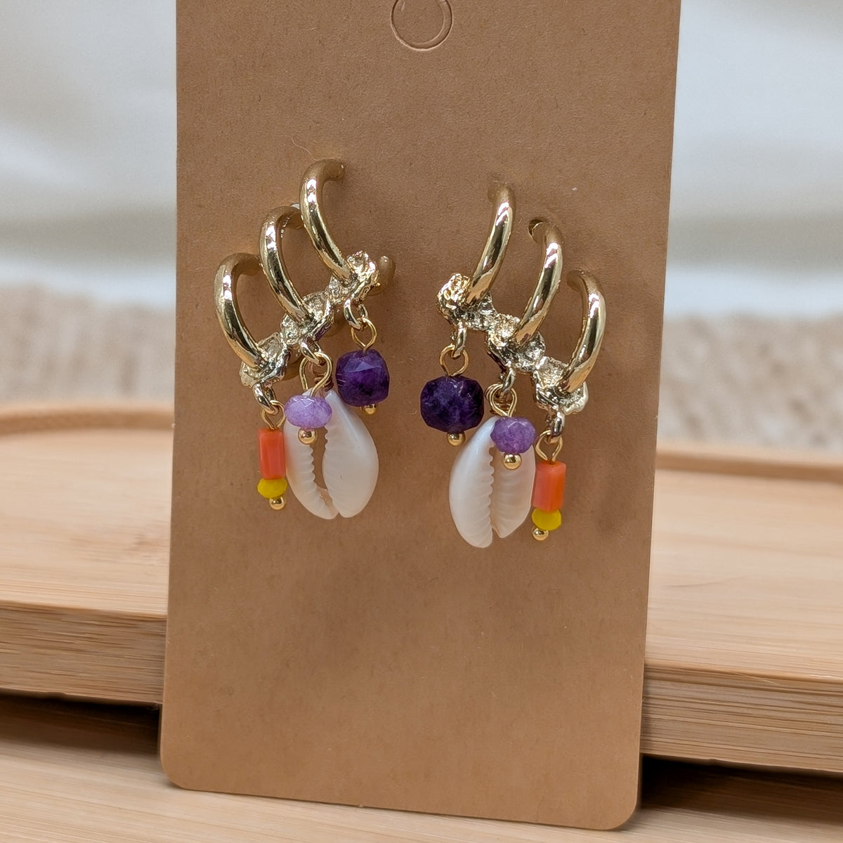 Ohrstecker Muschel mit Amethyst 🐚