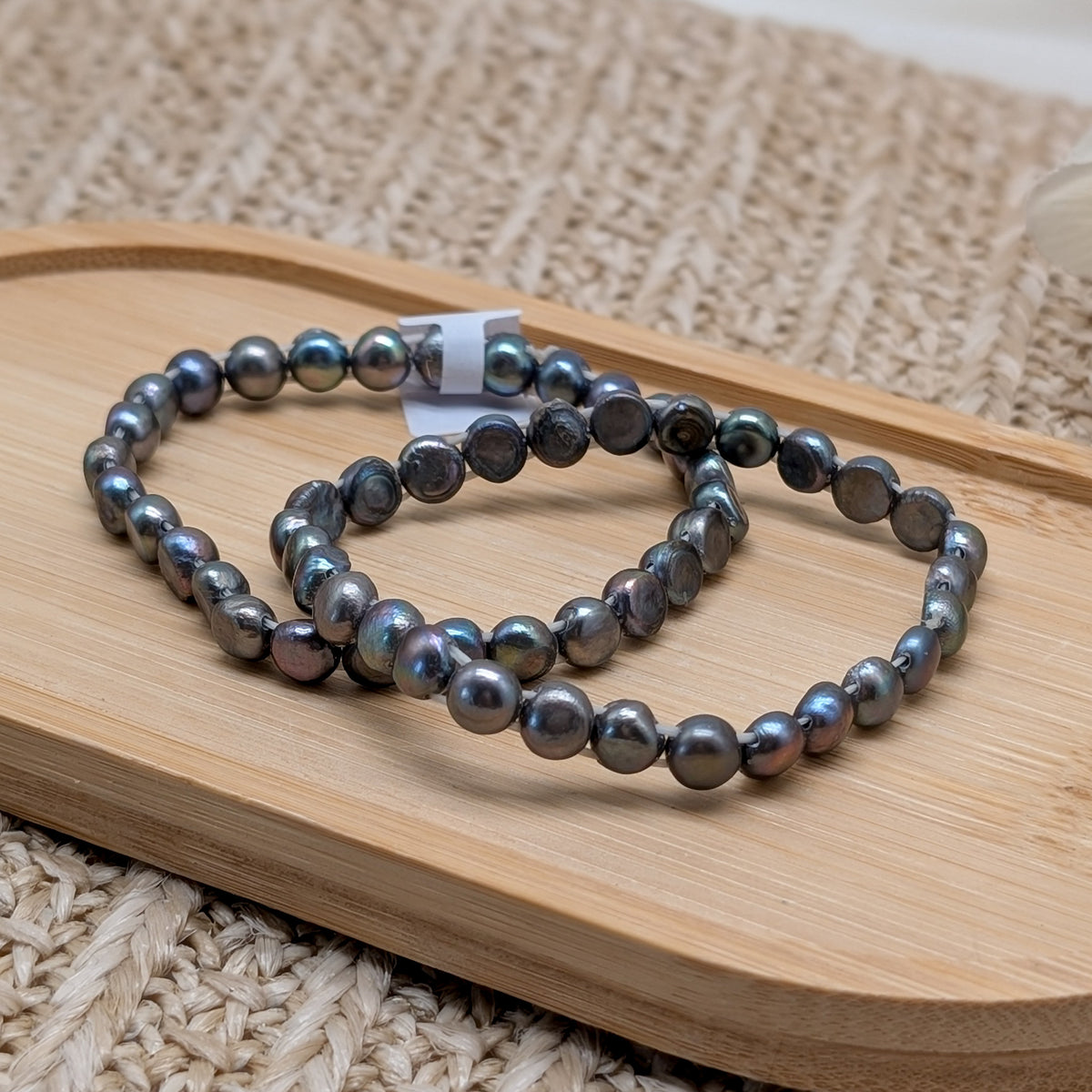 Dunkle Zuchtperle Armband 6mm