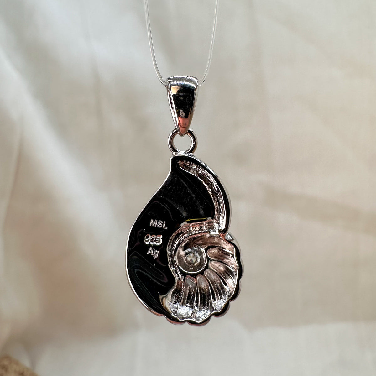 Larimar Kettenanhänger Nautilus, 925er Silber