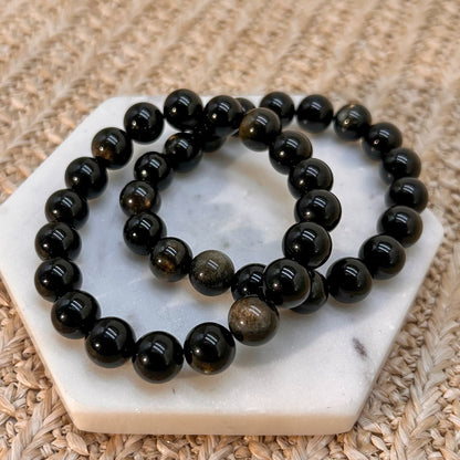 Gold Obsidian Armband 10 mm
