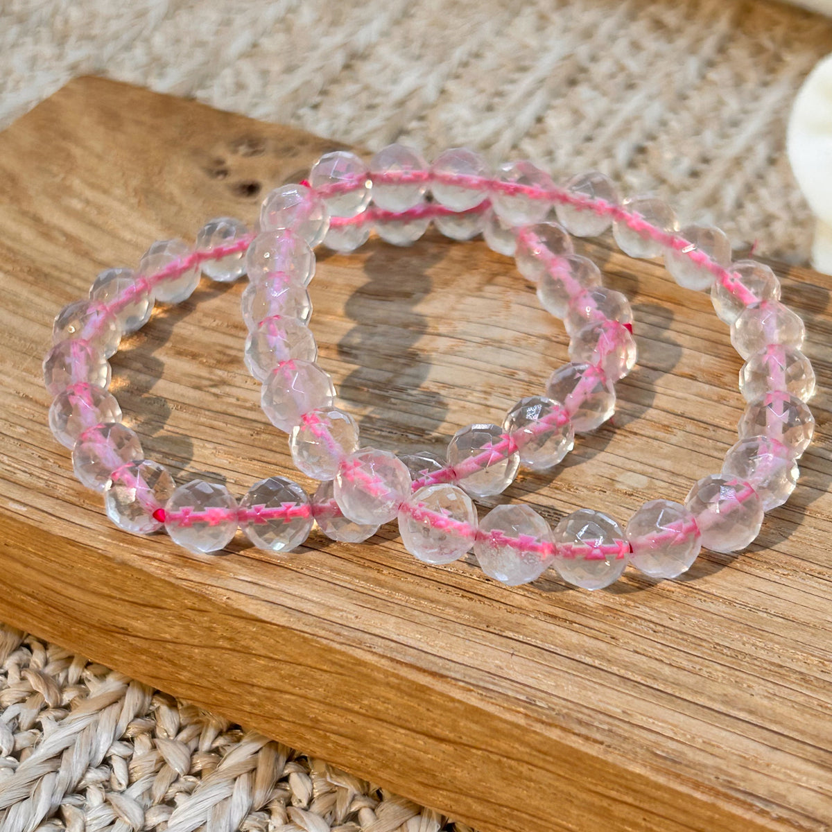 Rosenquarz Armband facettiert 8 mm