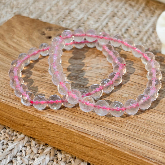 Rosenquarz Armband facettiert 8 mm