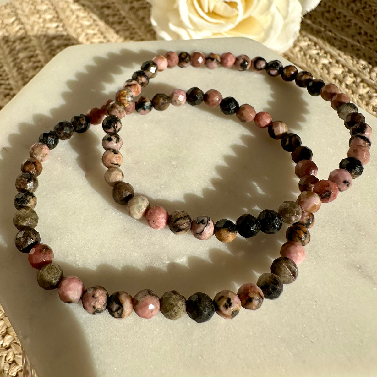 Rhodonit Armband facettiert 4 mm