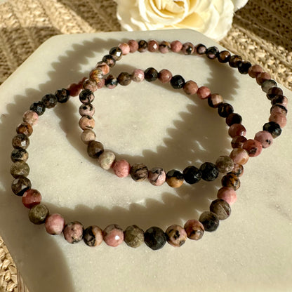 Rhodonit Armband facettiert 4 mm