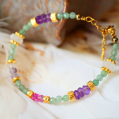 Aventurin, Mondstein, Amethyst Armband facettiert