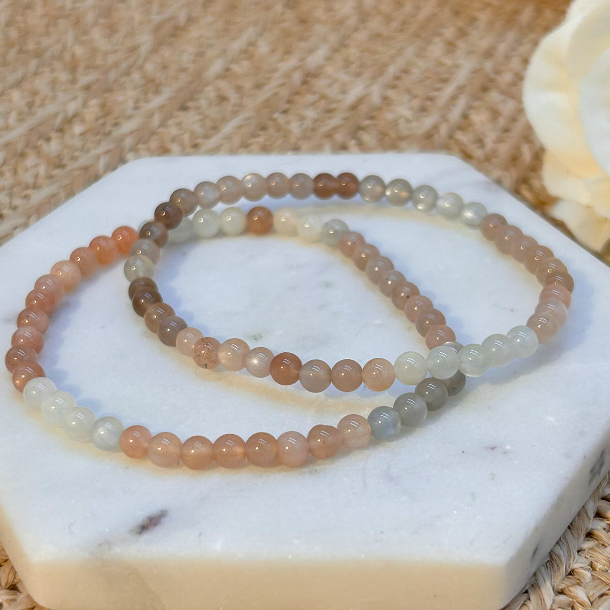 Bunter Mondstein Armband 4 mm