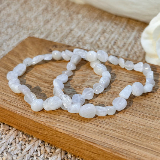 Weißer Labradorit Nugget Armband