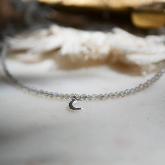 Labradorit Halskette Mond silber