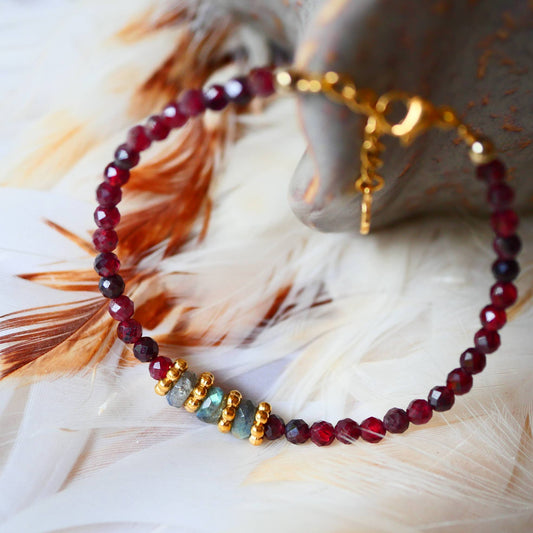 Granat und Labradorit Armband facettiert