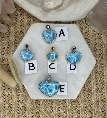 Larimar Herzanhänger HQ silber und gold - Crystales