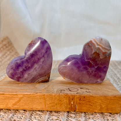 Amethyst Herz mit mexikanischem Lace Achat [A+B]