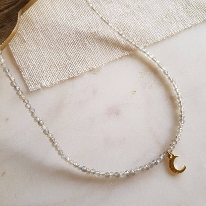 Labradorit Halskette Mond gold