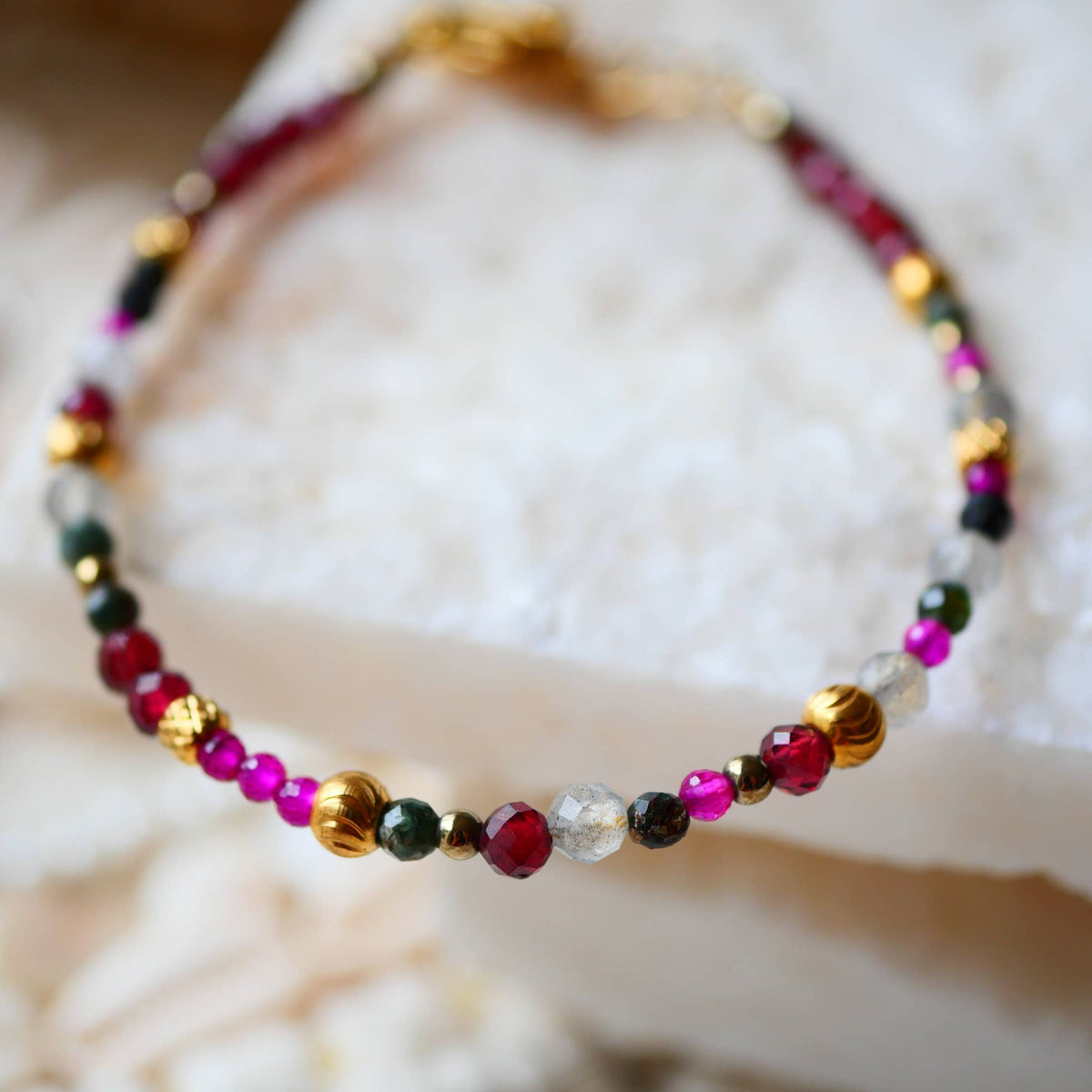 Granat, Seraphinit Armband facettiert