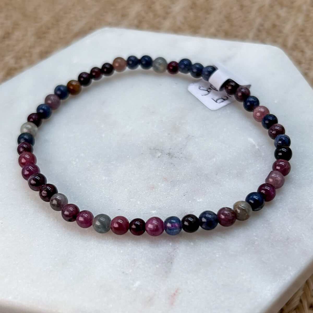 Saphir bunt Armband 4 mm