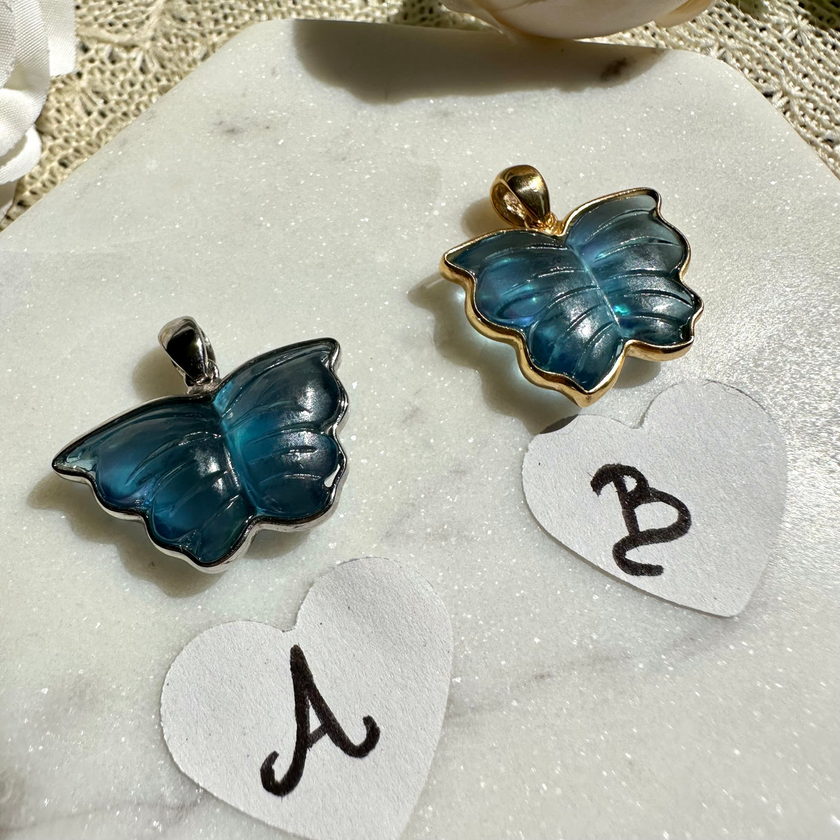 Aquamarin Schmetterling Anhänger