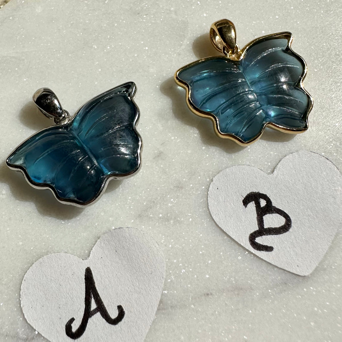 Aquamarin Schmetterling Anhänger gold silber 