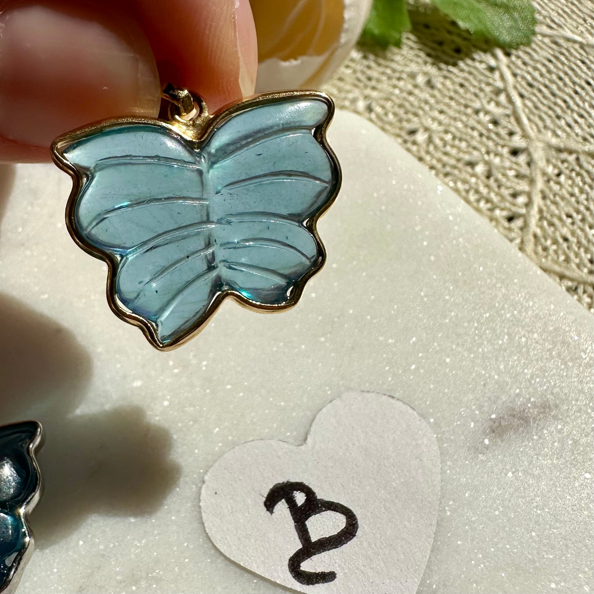 Aquamarin Schmetterling Anhänger gold 