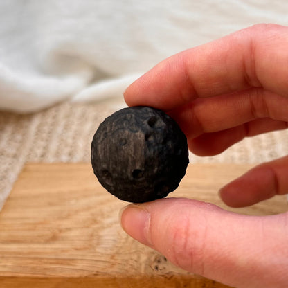Silber Obsidian Mond Gravur 3 cm