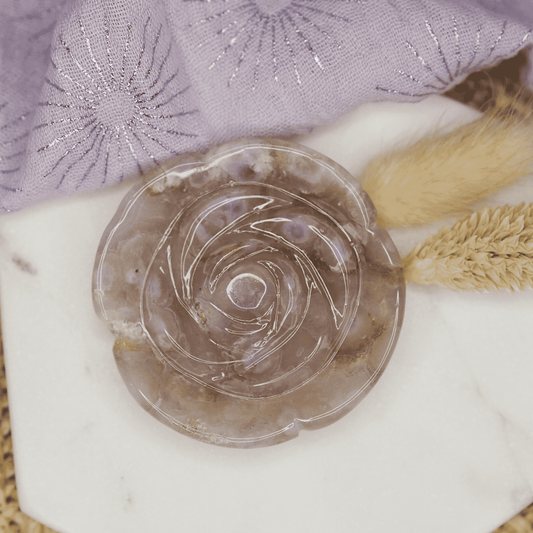 Blumenachat Blumen Schnitzerei [04] - Crystales