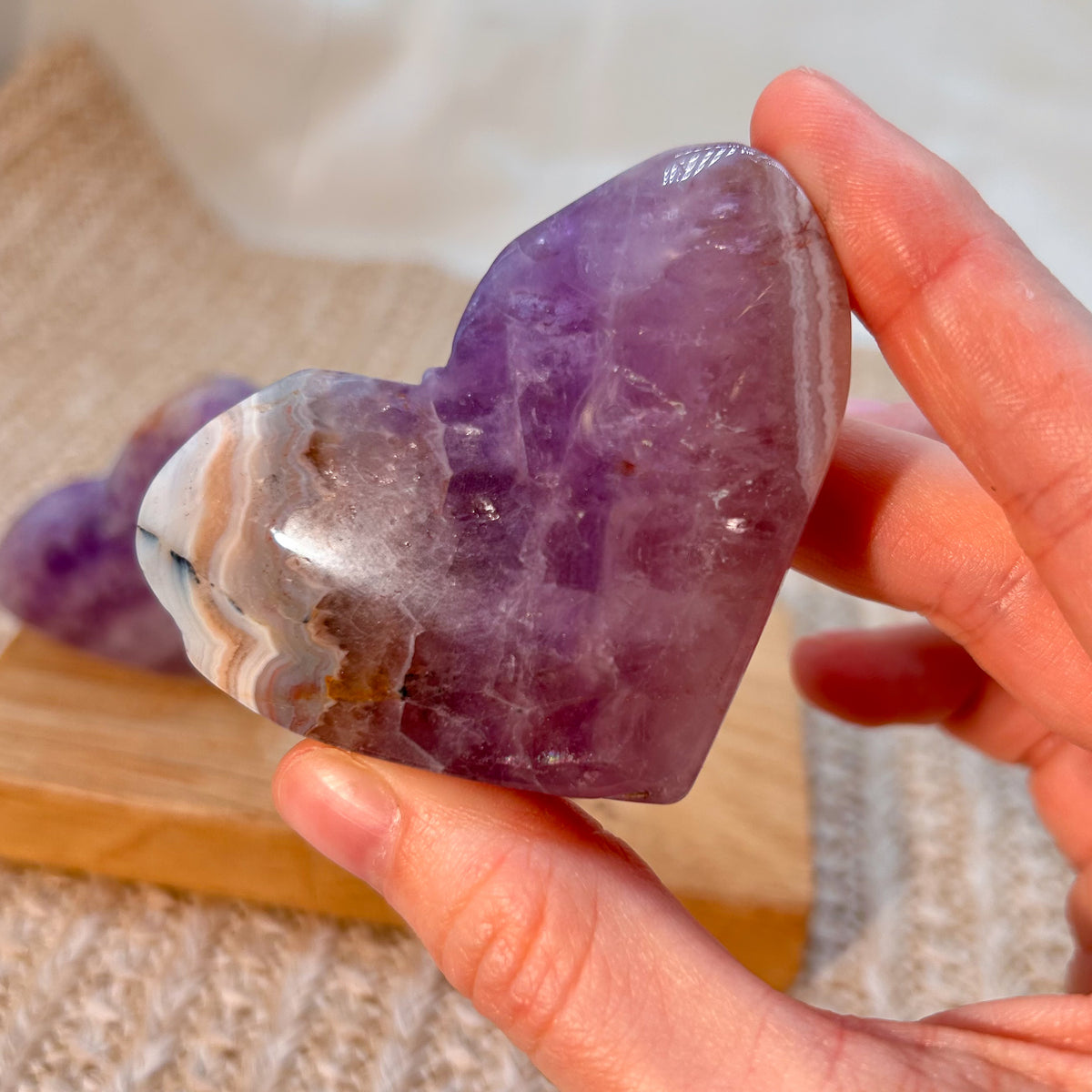 Amethyst Herz mit mexikanischem Lace Achat [A+B]