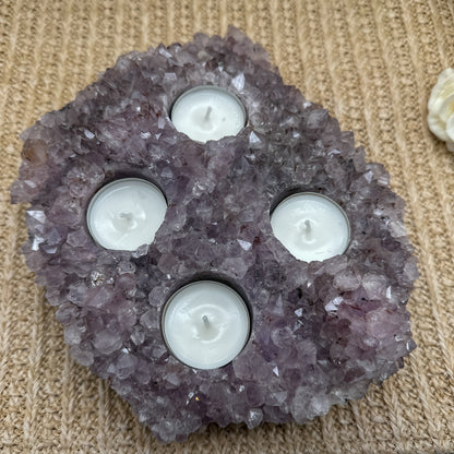 XL Amethyst Cluster / Stufe Adventskranz Teelichthalter
