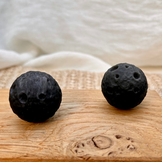 Silber Obsidian Mond Gravur 3 cm