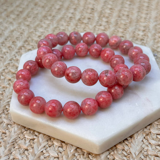 Rhodonit in Quarz Armband 10mm