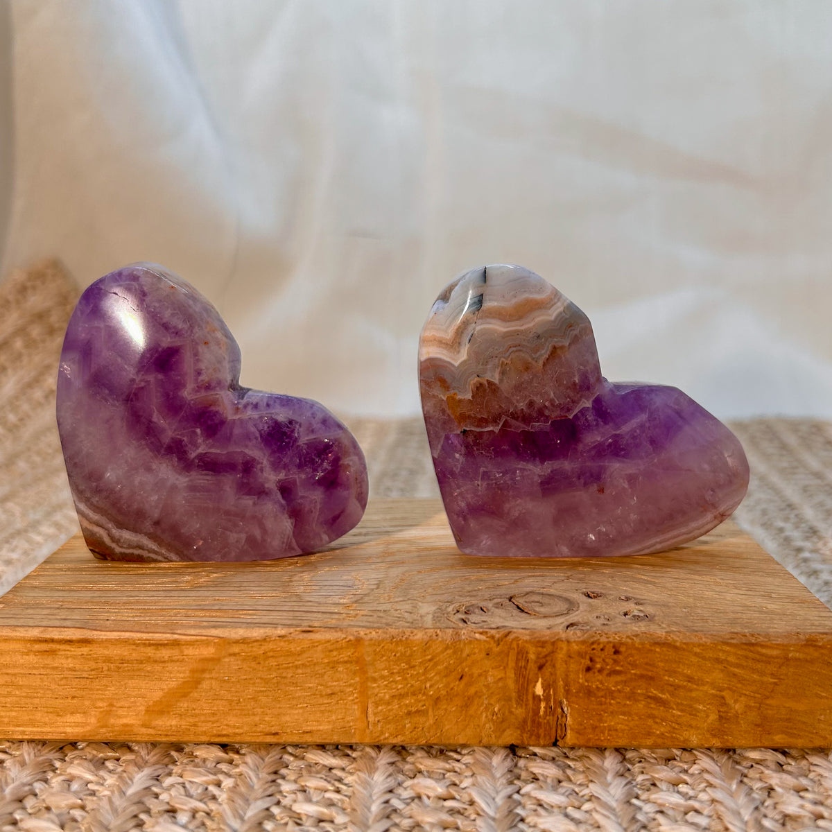 Amethyst Herz mit mexikanischem Lace Achat [A+B]