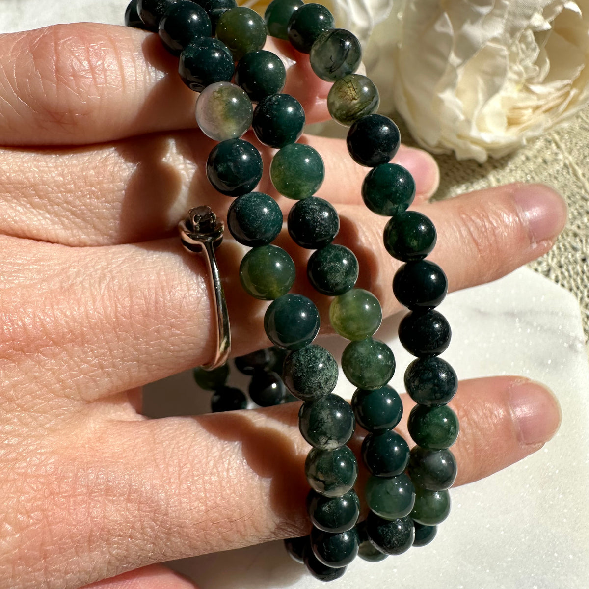 Moosachat Armband 6mm