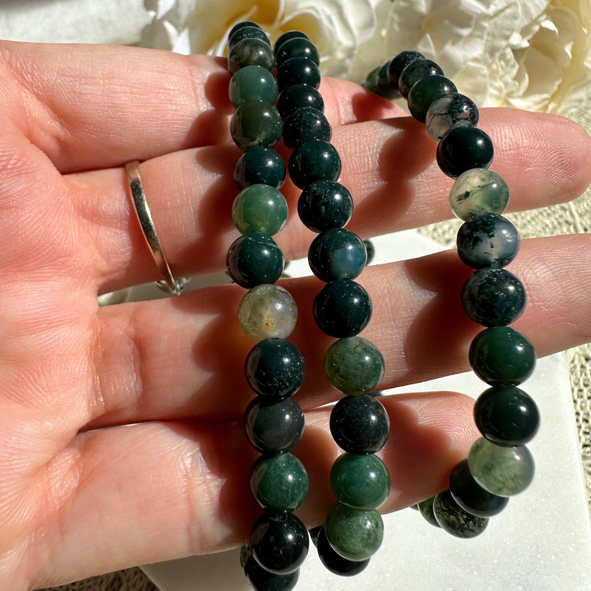 Moosachat Armband 6mm