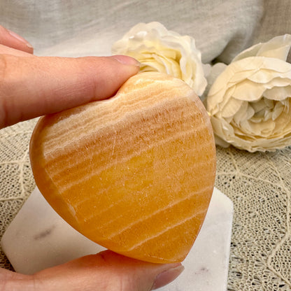 Orangencalcit Schale Herzform Schale