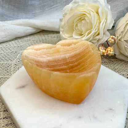 Orangencalcit Schale Herzschale 