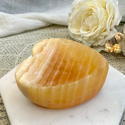 Orangencalcit Schale Herzschale klein