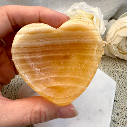 Orangencalcit Schale Herzschale klein