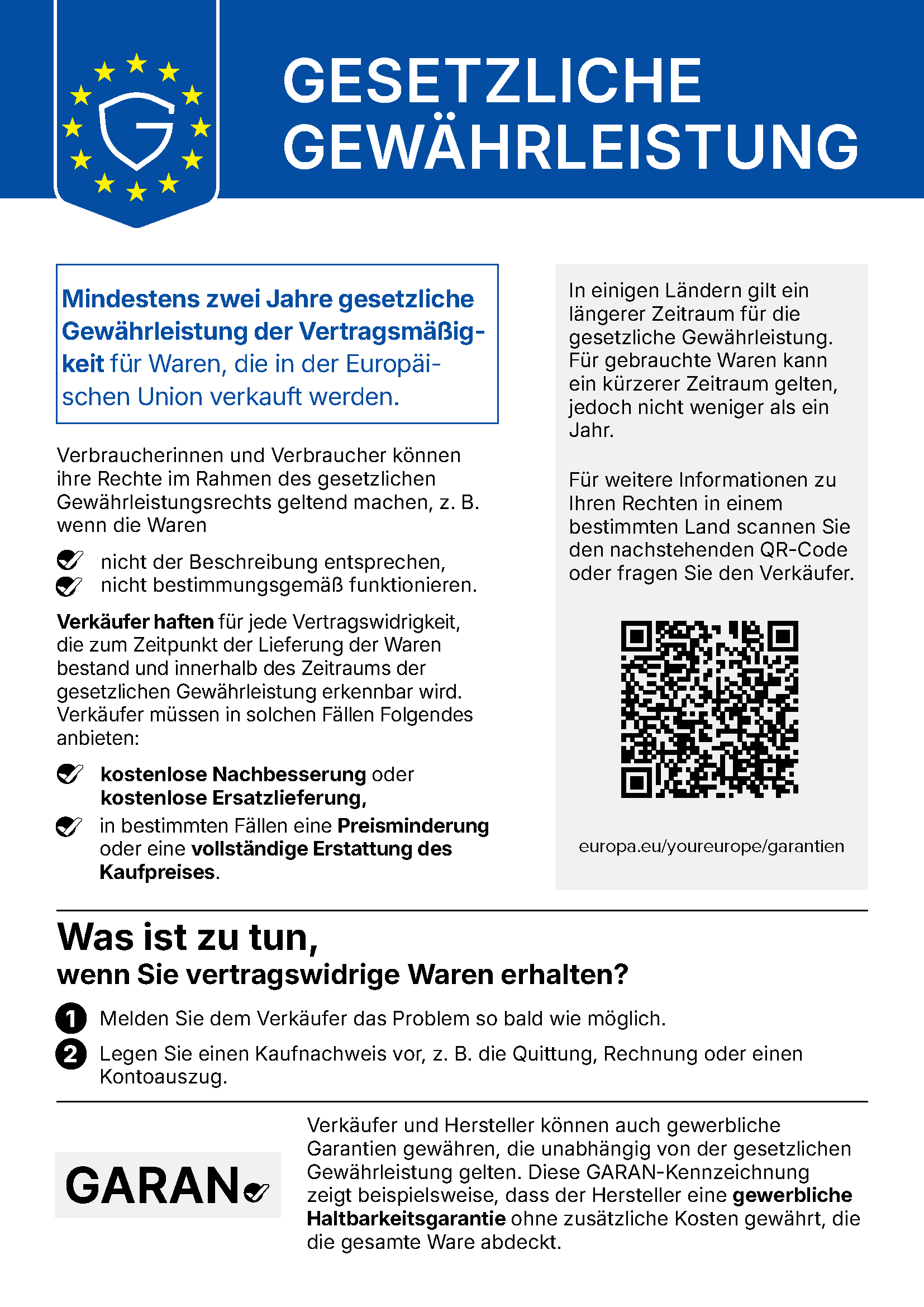 Harmonisierter EU-Gewährleistungshinweis