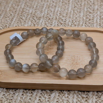 Grauer Mondstein Armband 8 mm