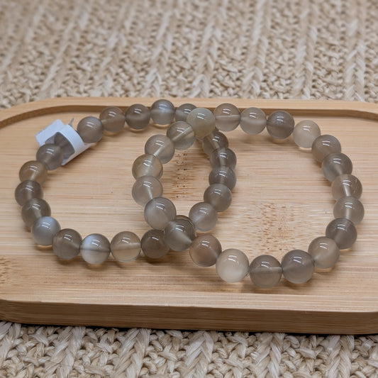 Grauer Mondstein Armband 8 mm