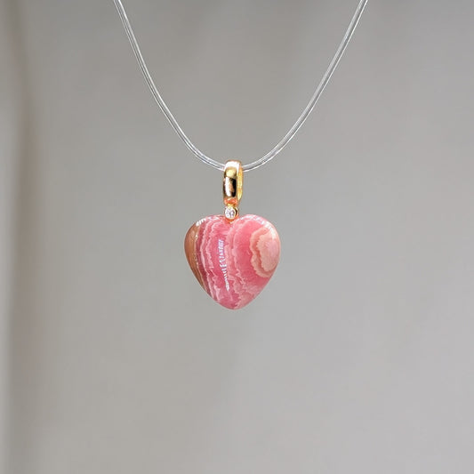 Rhodochrosit Herz Kettenanhänger, vergoldet [B]