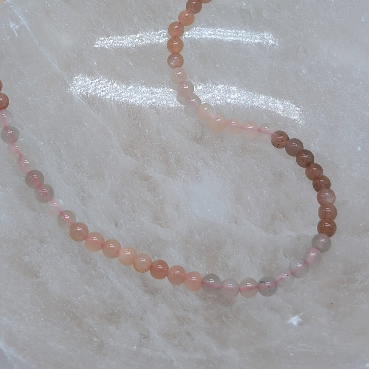 Bunter Mondstein Kette Kugel 4mm