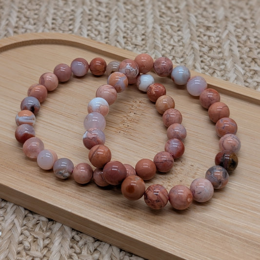 Cotton Candy Achat Armband 8 mm