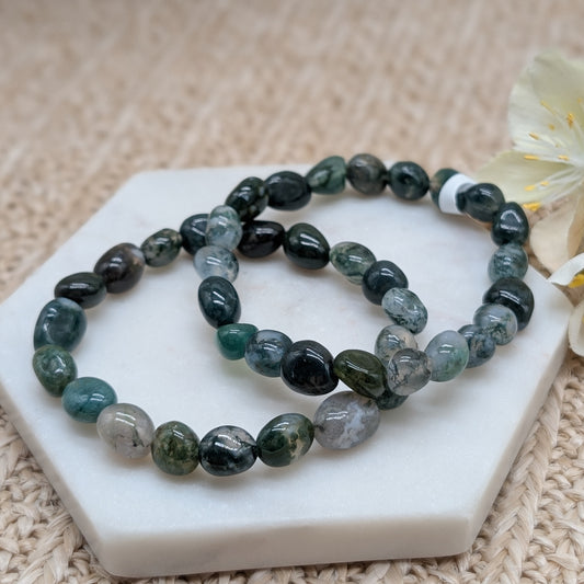 Moosachat Nugget Armband